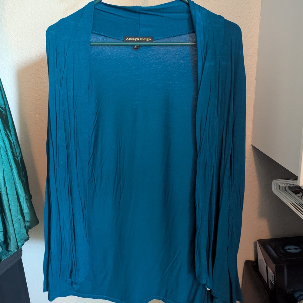 Blue Open Front Cardigan